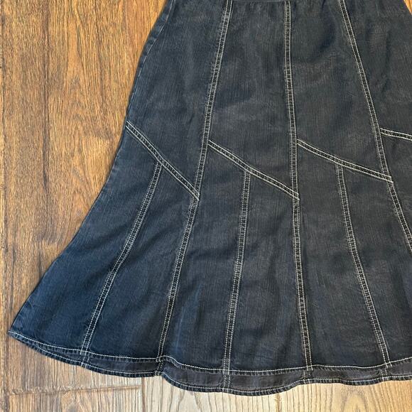 Nic + Zoe Chambray Boot Flare Western Dark Blue Knee Length Skirt Sz 6 Prairie - Picture 3 of 6